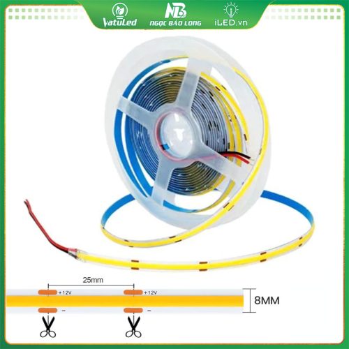 Led dây 12V COB siêu sáng, Cuộn 5m: Ánh Sáng liền mạch Led dây 12V COB siêu sáng, Cuộn 5m: Ánh Sáng liền mạch
