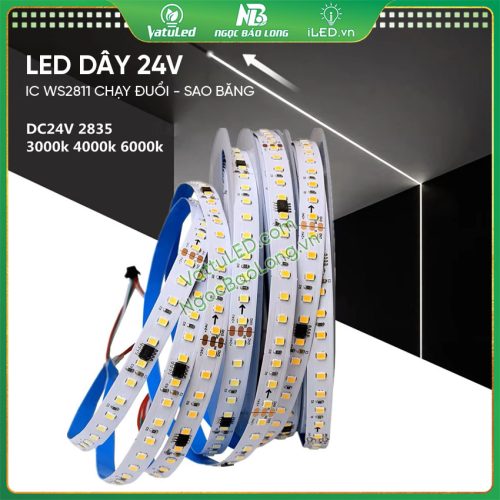 Led dây chạy đuổi 24V 10M dùng cho nội thất IC 2811