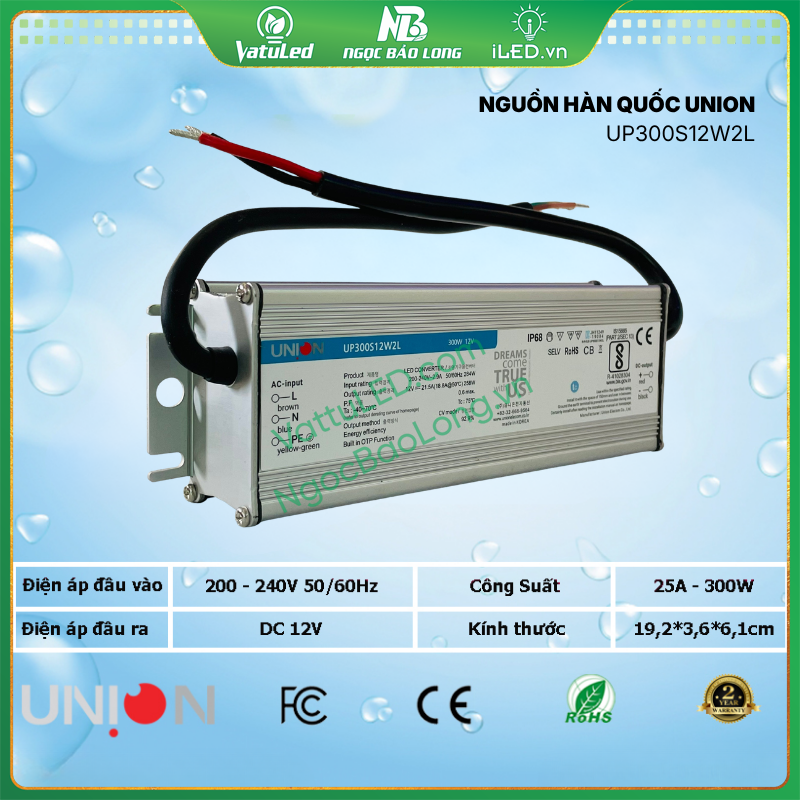 Nguồn Union Hàn Quốc 12V 25A 300W