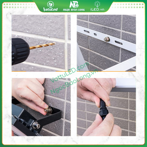 lắp đặt đèn pha NLMT JD-T100 Jindian đơn giản