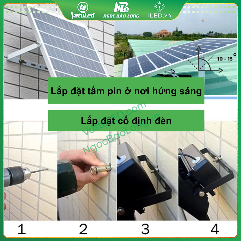 hướng dẫn lắp đặt đèn pha NLMT JD-T200 Jindian 200W