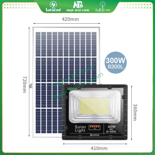 Đèn pha năng lượng mặt trời 300W JD-8300L Jindian Vỏ nhôm Đèn pha năng lượng mặt trời 300W JD-8300L Jindian Vỏ nhôm