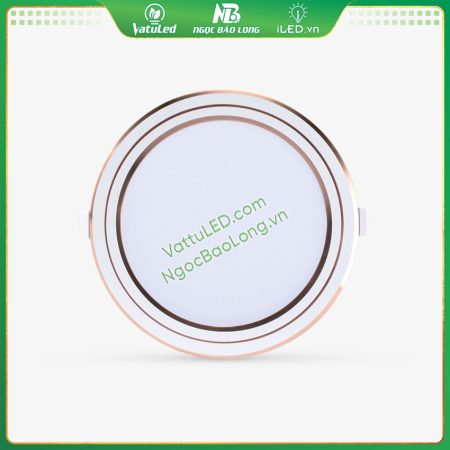 Mặt trước đèn LED âm trần Rạng Đông 12W với vòng viền trắng, ánh sáng đổi 3 màu.